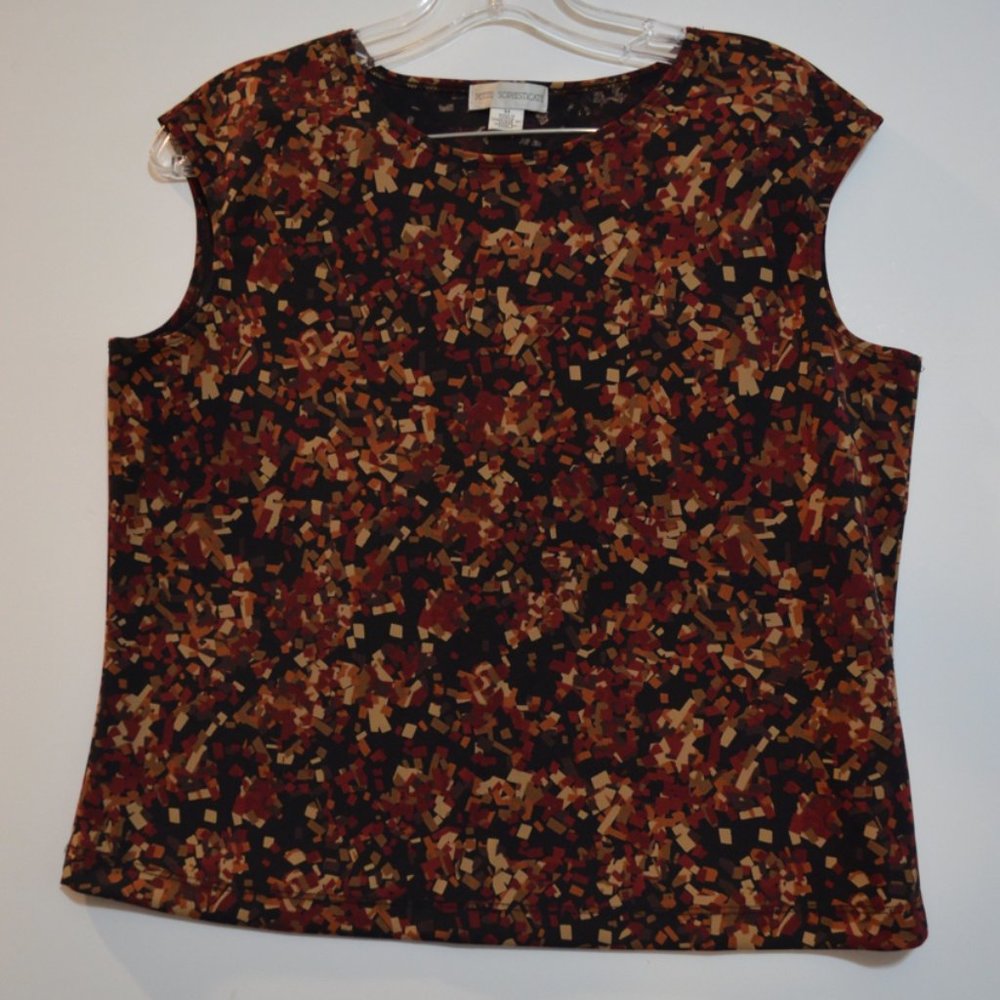 PETITE SOPHISTICATE Sleeveless Boatneck Polyestr Tunics Red-Black-Brown-Beige M